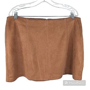 NOBO Skirt Size 2X Faux Suede Sexy Little Mini 15" Tan Light Brown